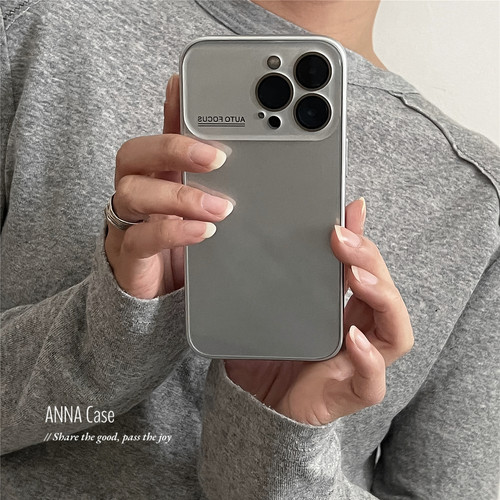 ANNACASE高级简约清透银灰大视窗适用苹果17promax手机壳iphone17光面15pro新款16全包16promax防摔保护套14 - 图0
