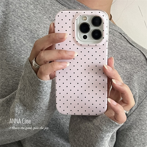ANNACASE可爱复古简约小波点磁吸手机壳适用iphone17promax苹果14光面17pro新款15pro软16Promax防摔保护套16 - 图0