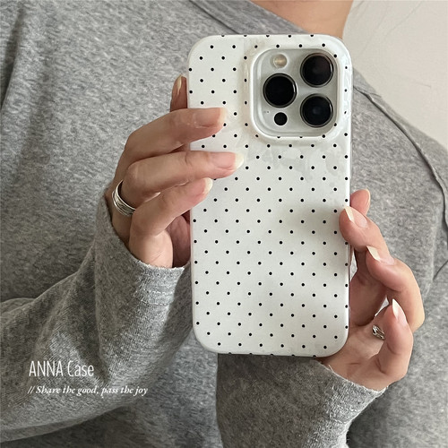 ANNACASE可爱复古简约小波点磁吸手机壳适用iphone17promax苹果14光面17pro新款15pro软16Promax防摔保护套16 - 图1