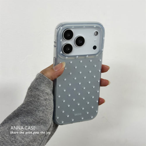 ANNACASEins春天温柔浅蓝抹茶绿星星17适用苹果18promax手机壳iphone14全包17pro新款15软16promax防摔保护套 - 图2