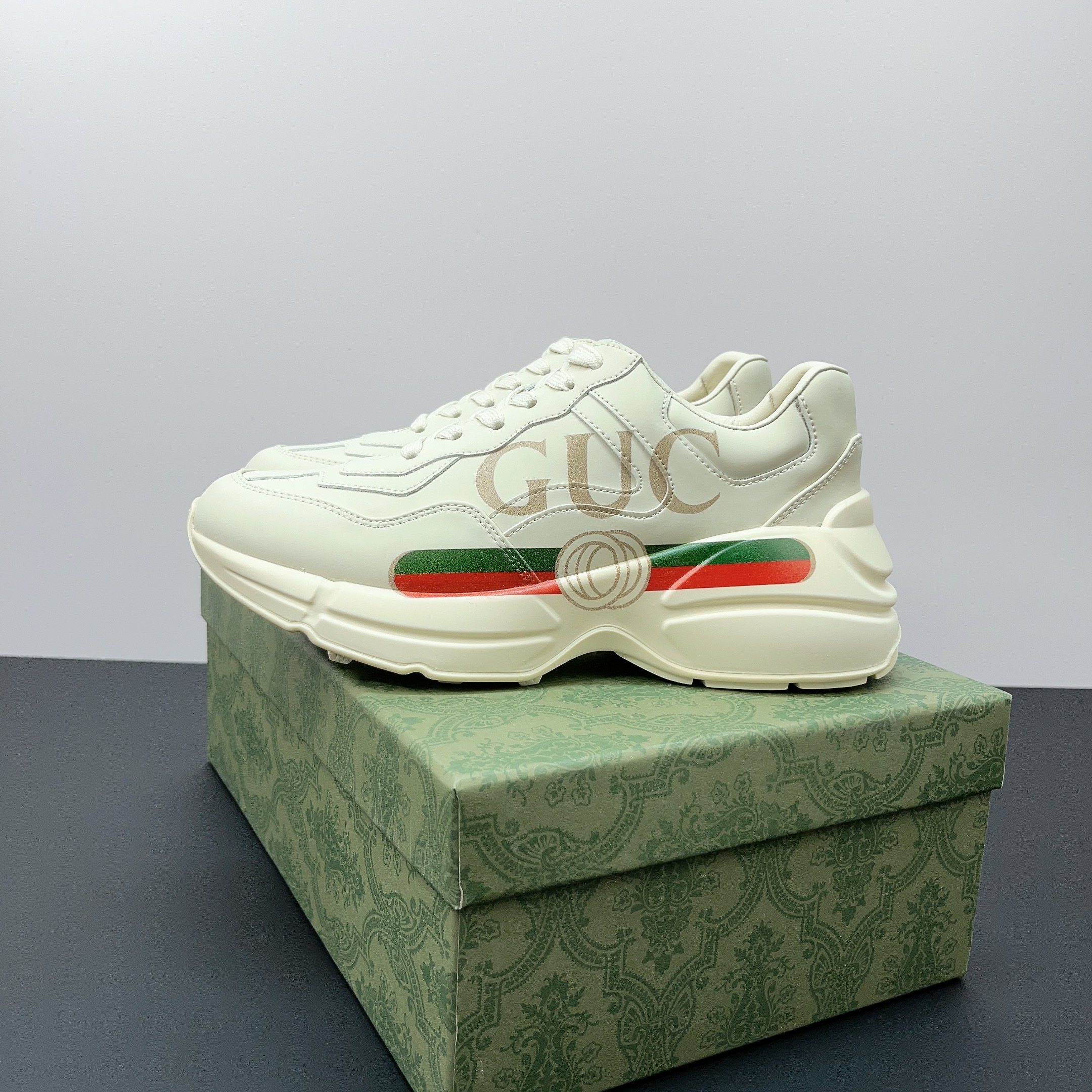 高定芯片版经典老爹鞋真皮厚底增高情侣款运动休闲双G家潮小白鞋,淘宝优惠券,粉丝福利购,淘宝优惠卷