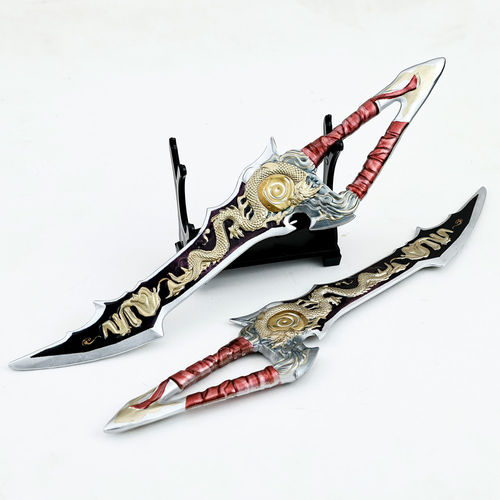 和平精英吃鸡周边 地铁逃生魔龙双刃金属武器模型合金兵器摆件 - 图2