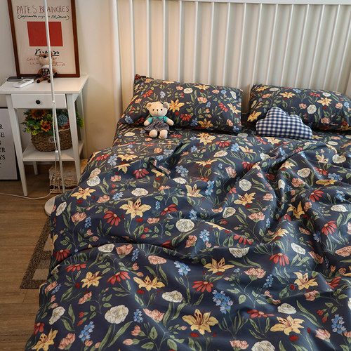 ins田园少女心气质小碎花床上四件套全棉纯棉被套学生宿舍三件套 - 图0