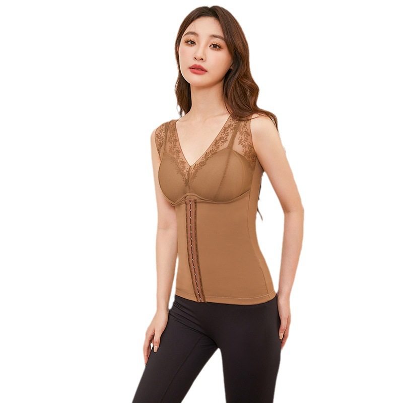 排扣收腹保暖背心女蕾丝拼接性感V领保暖衣塑身美体外穿保暖马甲,淘宝优惠券,粉丝福利购,淘宝优惠卷