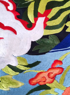 手推绣花来图定制汉服圆领袍子补服刺绣旗袍服装毕业设计獬豸补子