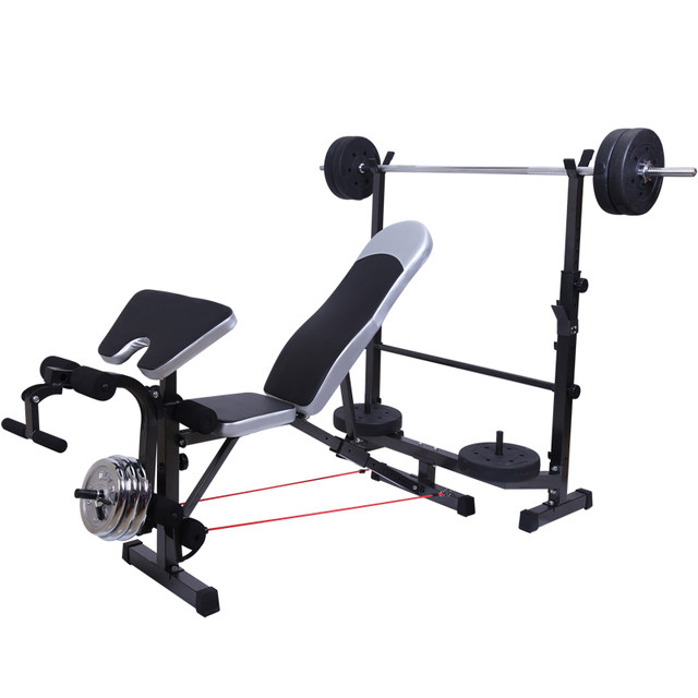 Free Shipping Multifunctional High Tie Bar Weight Bench Bench Press Barbell Bed Squat Rack Barbell Set