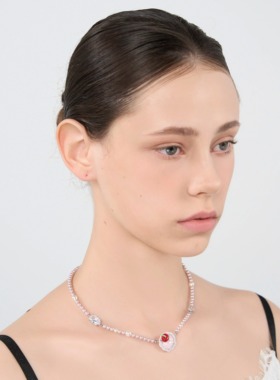 小众粉色锁骨链Blingkolio串珠