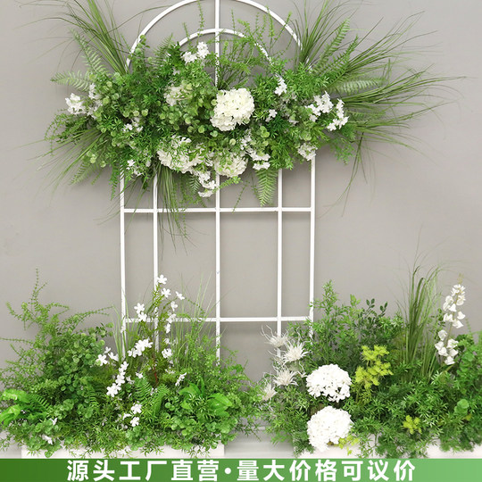 森系婚礼地排花婚庆仿真花背景布置订婚花艺摆件花排假花路引花