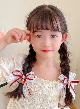木仙诗发夹布料甜美红色格子