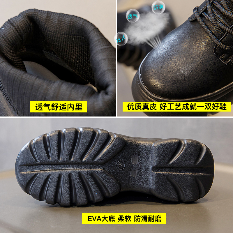 艾格鸟旗舰店靴子马丁靴女年新款秋鞋ins潮短靴厚底增高鞋子休闲春秋单靴3