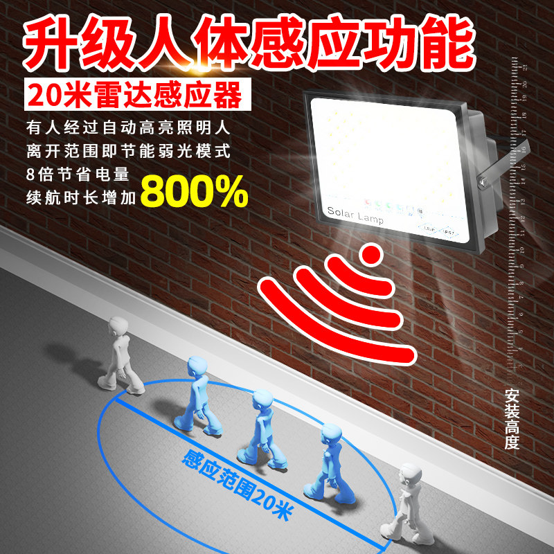 人体感应家用2000w太阳能灯 雷迪朗灯具景观庭院灯饰