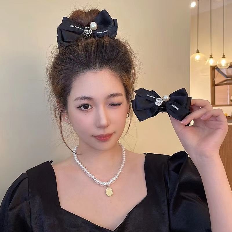 复古精致山茶花蝴蝶结头饰可爱丸子头抓夹懒人盘发神器优雅发夹,淘宝优惠券,粉丝福利购,淘宝优惠卷