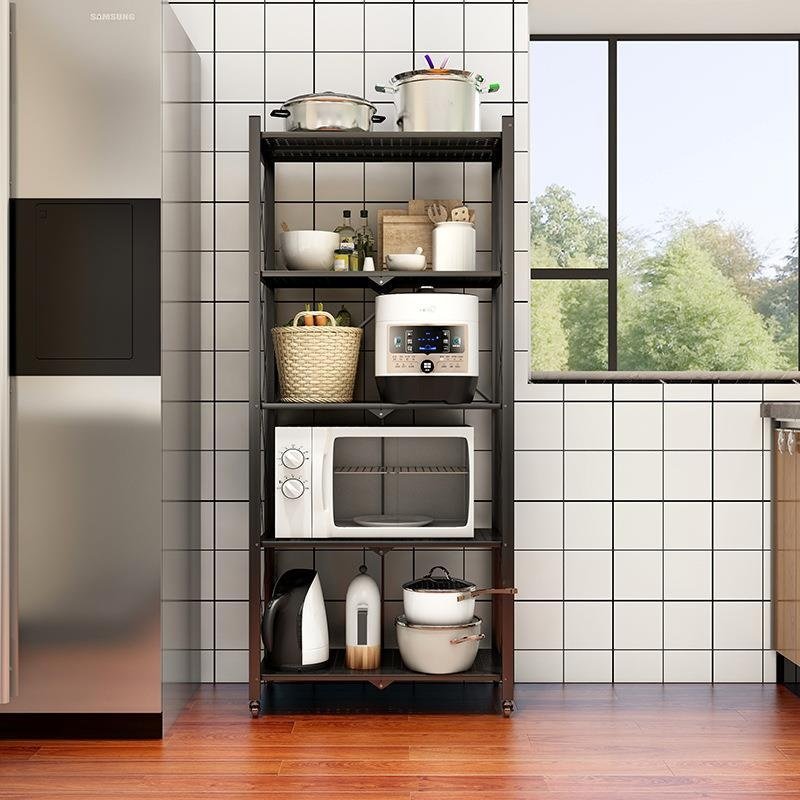 免安装折叠厨房用品置物架 多层烤箱放锅架微波炉储物收纳整理架,淘宝优惠券,粉丝福利购,淘宝优惠卷