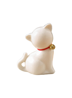 网红可爱猫咪陶瓷摆件茶宠小家居装饰品景点小礼品礼物白瓷青瓷