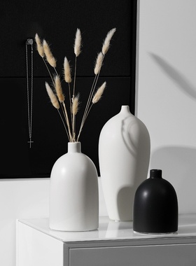 日式禅意白色陶瓷花瓶摆件干花插花创意简约客厅餐桌面家居装饰品