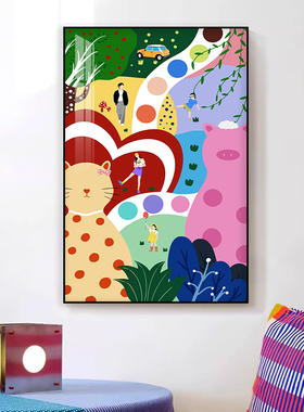 2026新款多巴胺现代挂画中古风装饰画高级感客厅卧室餐厅玄关晶瓷