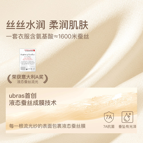ubras流光睡衣女款长袖长裤外穿缎面家居服套装2026秋新款带胸垫 - 图0