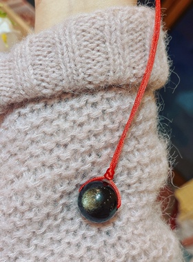 天然20mm金曜石锁骨链一对情侣项链红绳大珠子水晶吊坠原创设计