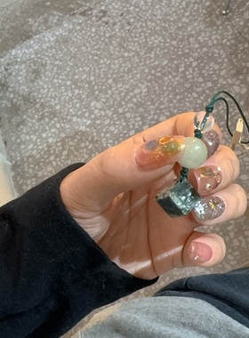 天然森系绿龙晶小方块绿色摩根石手工饰品挂饰手机包包挂件男女