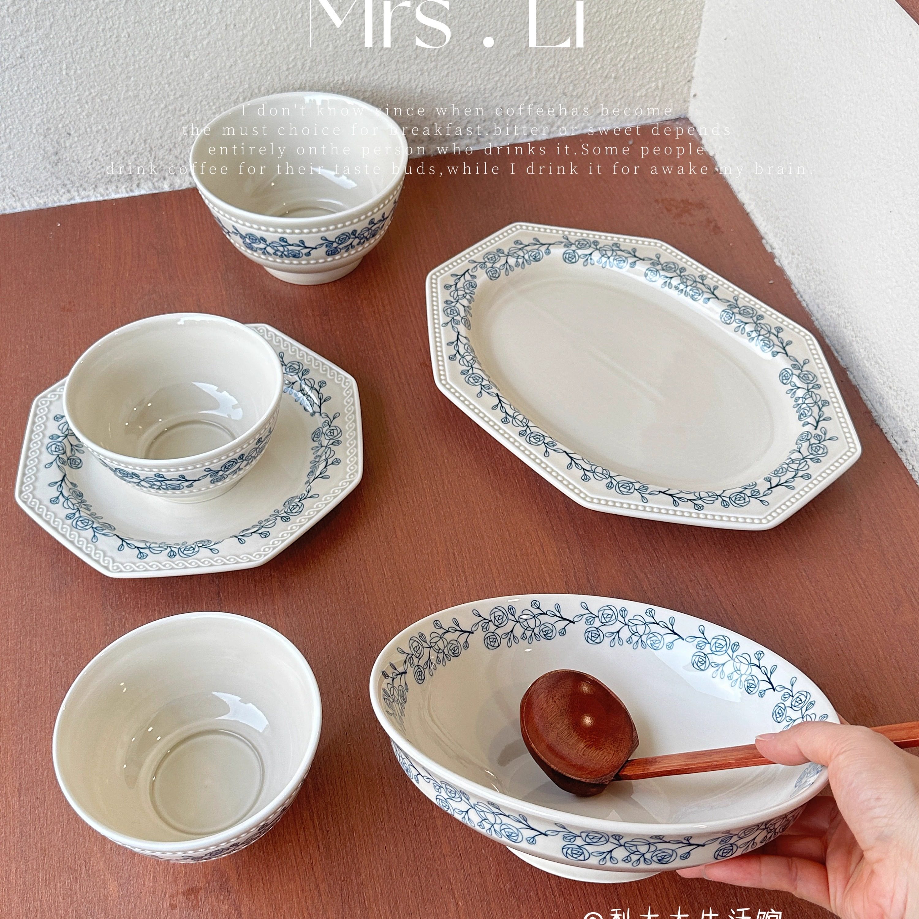 复古法式玫瑰系列陶瓷碗碟家用陶瓷餐具温柔花边装饰碗盘米饭碗面,淘宝优惠券,粉丝福利购,淘宝优惠卷