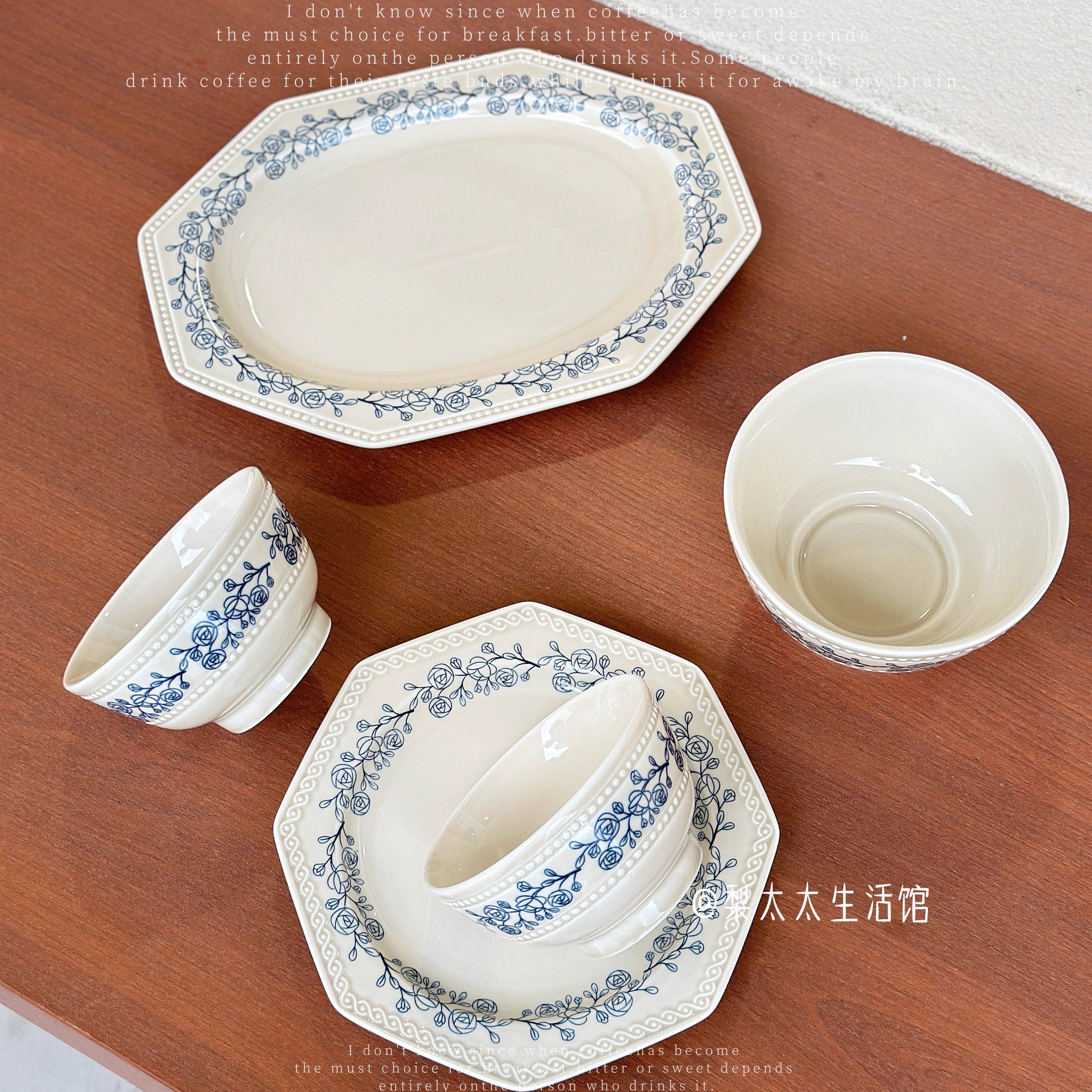 复古法式玫瑰系列陶瓷碗碟家用陶瓷餐具温柔花边装饰碗盘米饭碗面,淘宝优惠券,粉丝福利购,淘宝优惠卷