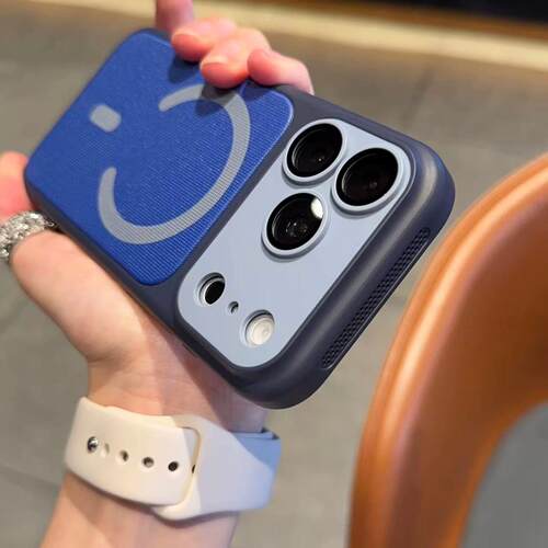 高颜值撞色布纹磁吸壳适用苹果17promax/18手机壳iPhone16/15/14promax网红13pro/12pro情侣款iPhone11保护套 - 图0