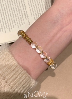 冰透白水晶盘缠百搭手串