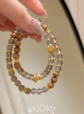 新中式老山檀香灰玛瑙手链