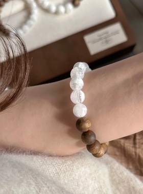 2025秋冬新款天然雪花幽灵水晶手串沉香文玩手链新中式日常百搭女