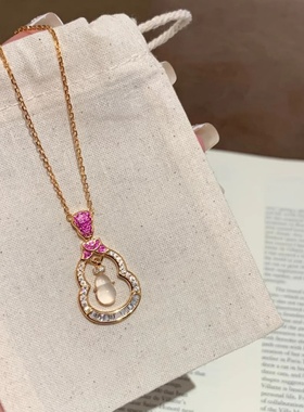 新中式古法金点钻拉丝葫芦福禄项链新中式花丝葫芦平安锁轻奢项链