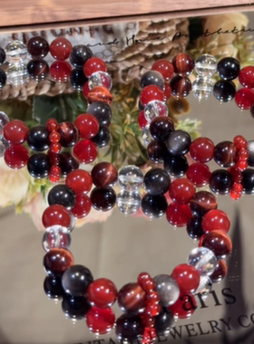 天然红虎眼红玛瑙水晶手串女时尚个性精致小众原创设计百搭手饰品