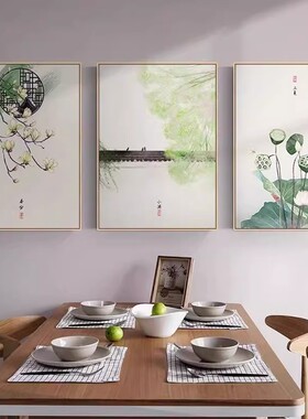 田园风餐厅装饰画新中式客厅沙发
