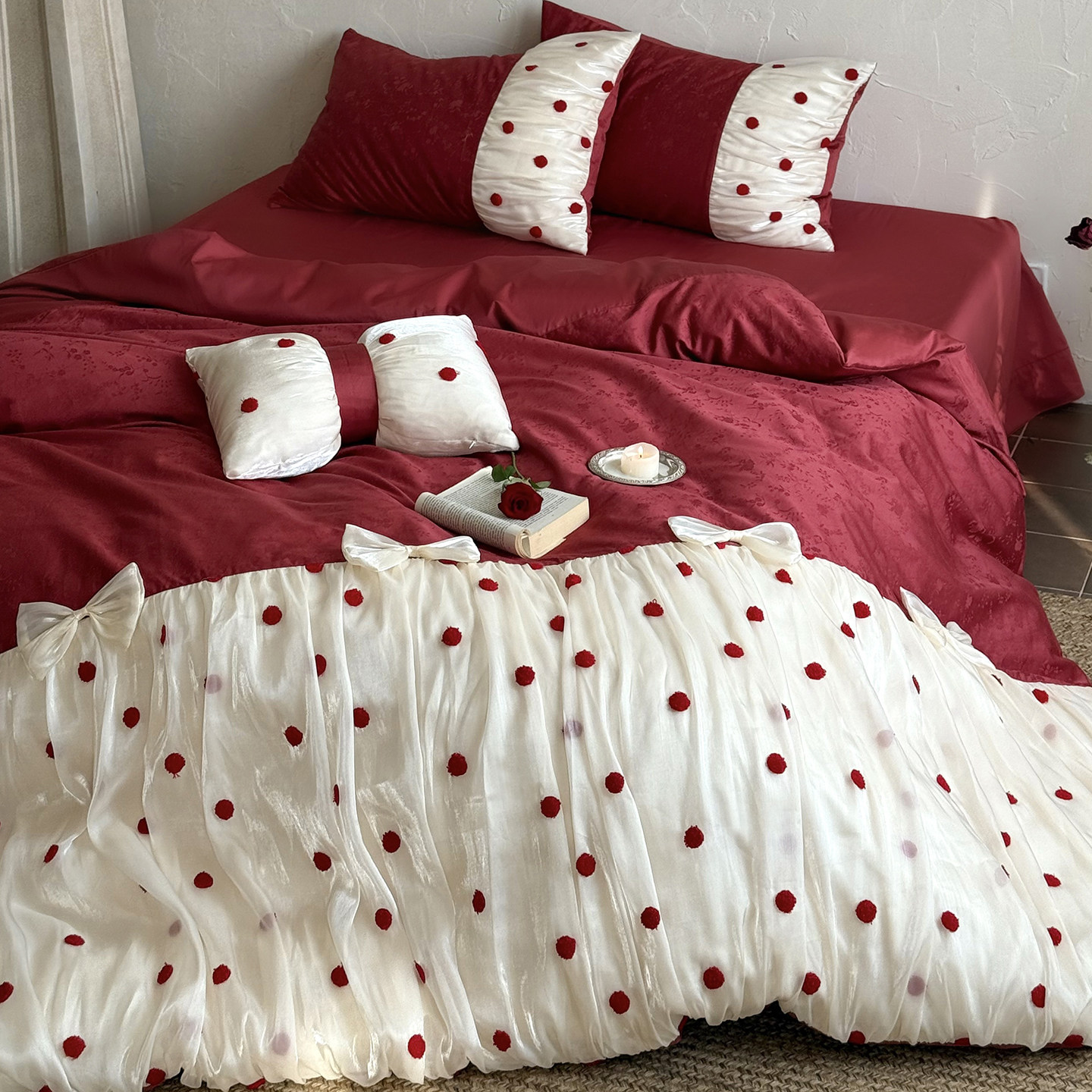 French girly cotton satin long-staple cotton four-piece set