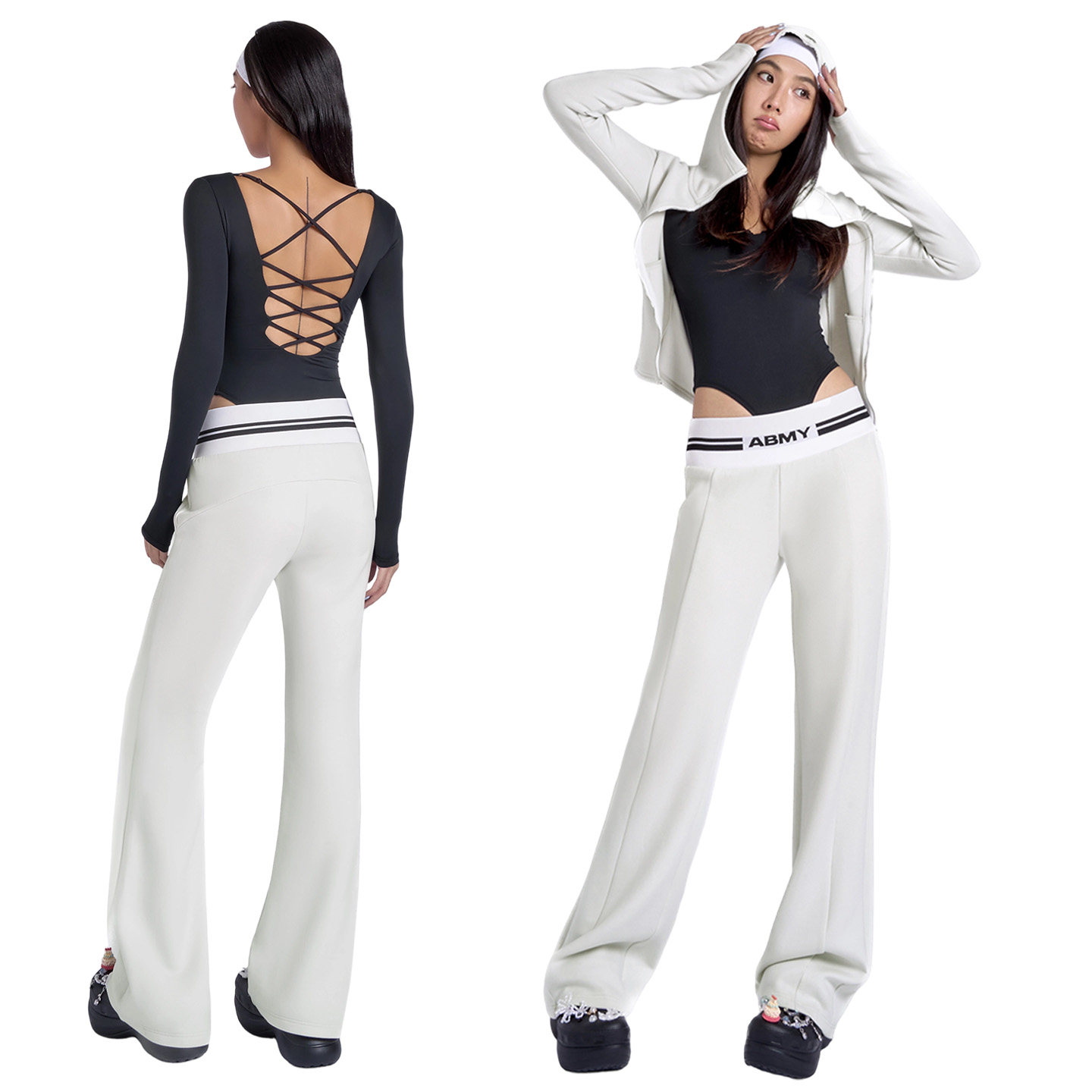 ABMY 莱赛尔垂感修身微喇卫裤女中腰休闲显瘦直筒秋运动瑜伽长裤,淘宝优惠券,粉丝福利购,淘宝优惠卷