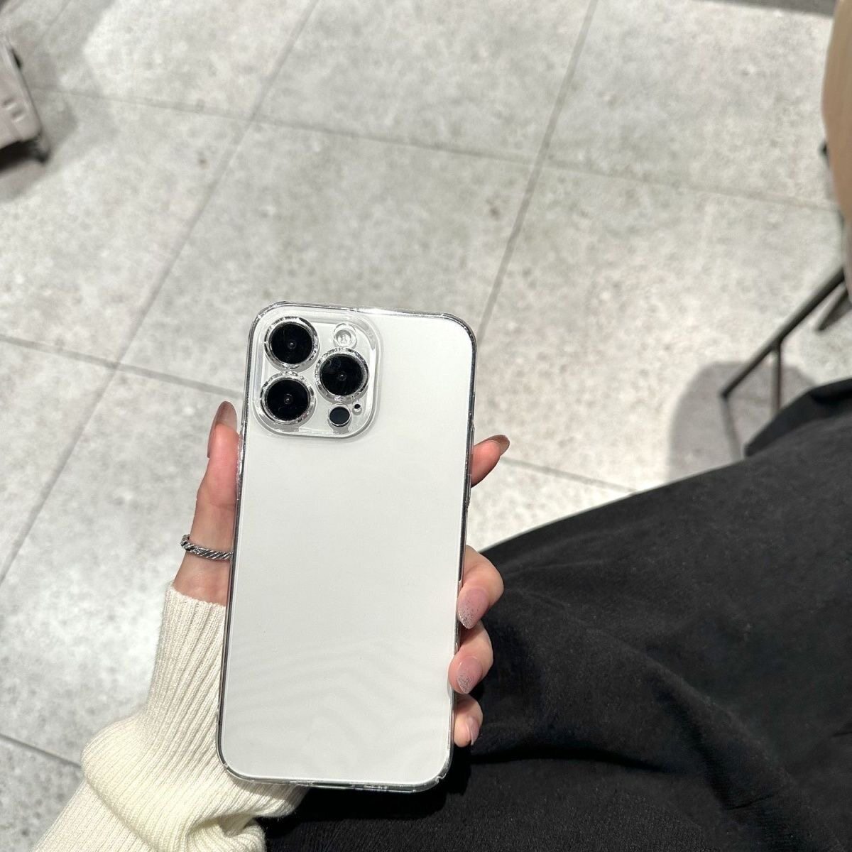 High-definition suitable for Apple 15promax mobile phone case iphone14 simple transparent acrylic 13 ultra-thin bare metal feel 12 all-inclusive lens 11 anti-fall plus men and women 78 new XR set