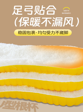 羊羔绒保暖鞋垫吸汗防臭加绒加厚防寒软底舒适羊毛棉冬季防冻脚男