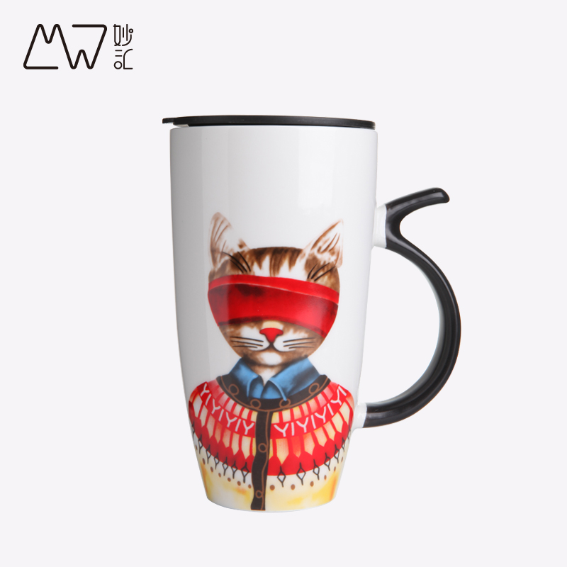 妙汇陶瓷马克杯创意猫先生大容量水杯 热品库 性价比省钱购