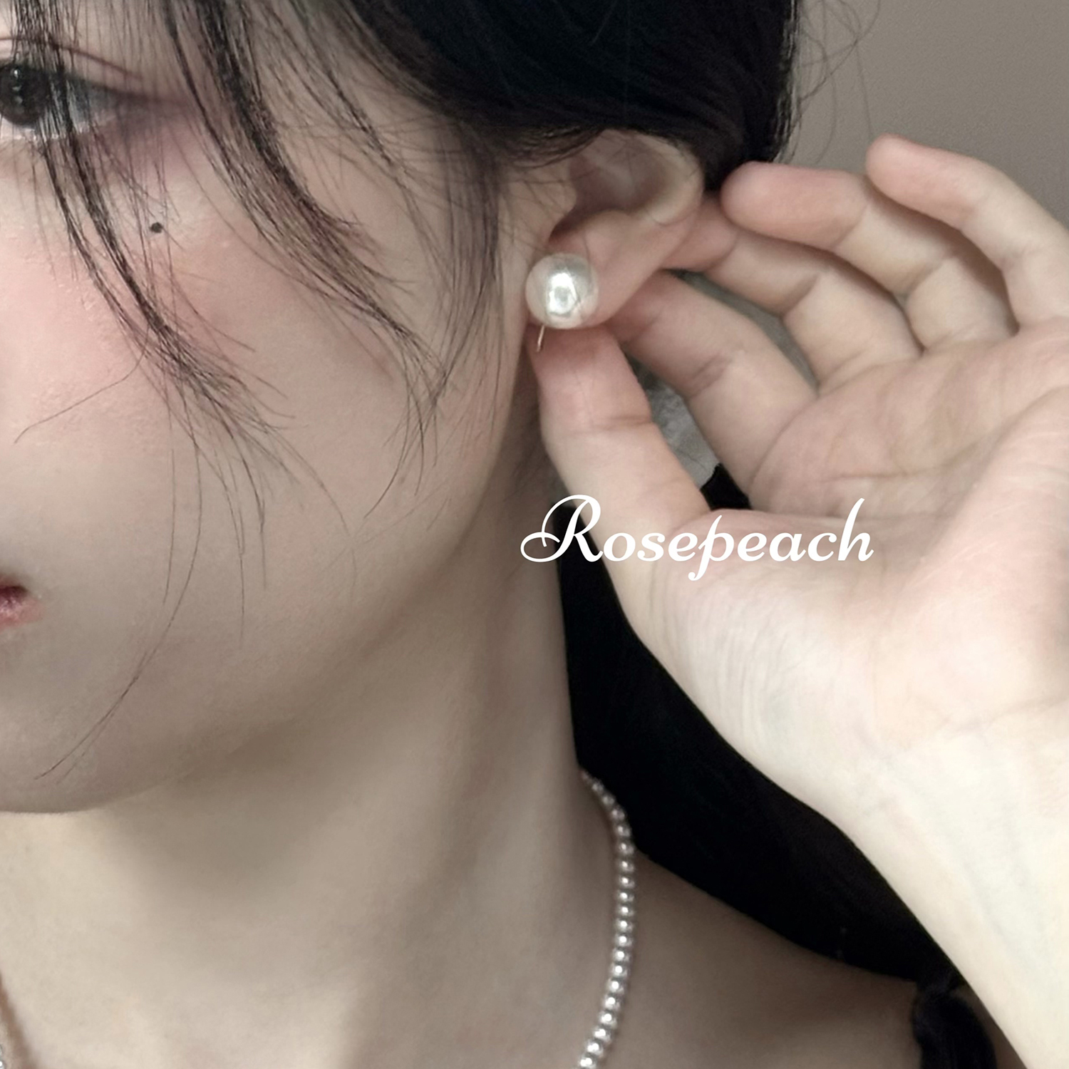 la peche 韩国fever同款气质正圆强光施华洛珍珠925银耳钉耳夹 - 图1