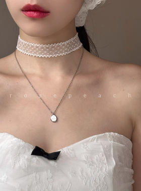 rosepeach「云上舞白系列」原创小众少女百搭冷淡风英文吊牌项链