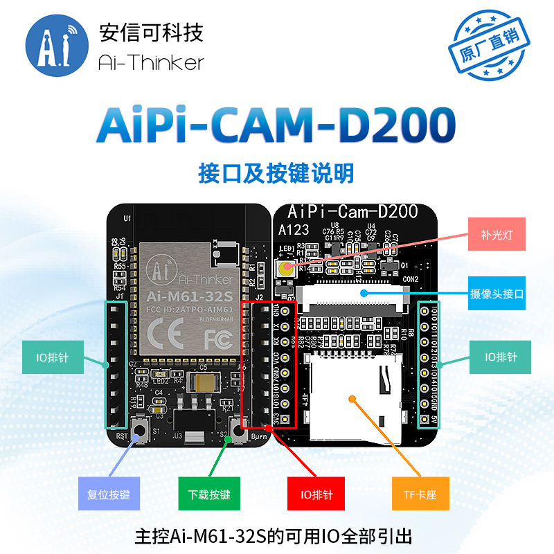 安信可小安派-CAM-D200摄像头开发板/200w像素/封装兼容ESP32-CAM - 图2