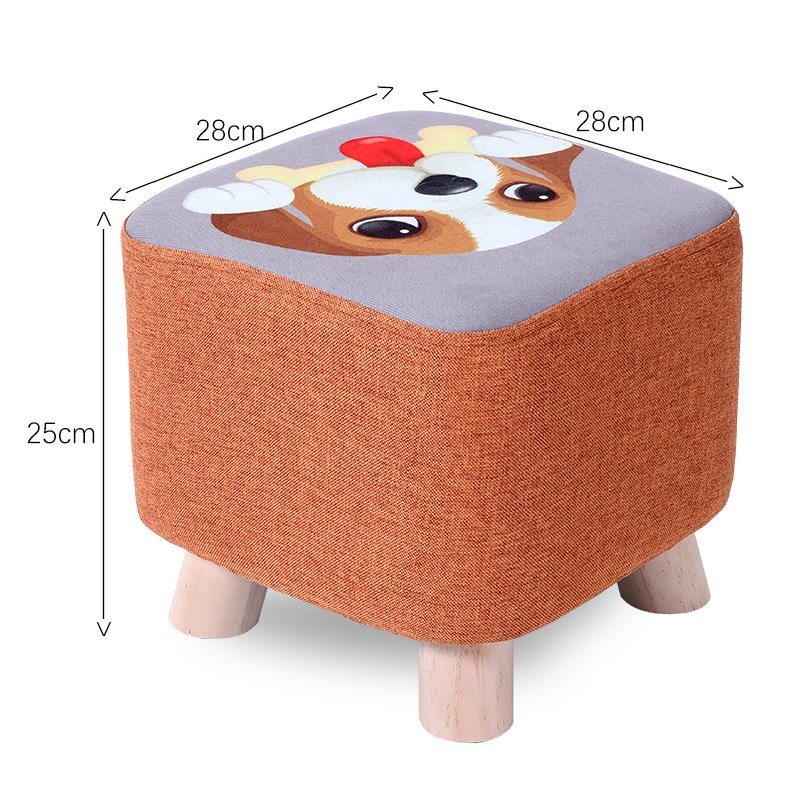 凳子时尚创意实木家用小矮凳儿童板凳客厅卧室换鞋凳布艺坐墩圆凳 - 图3
