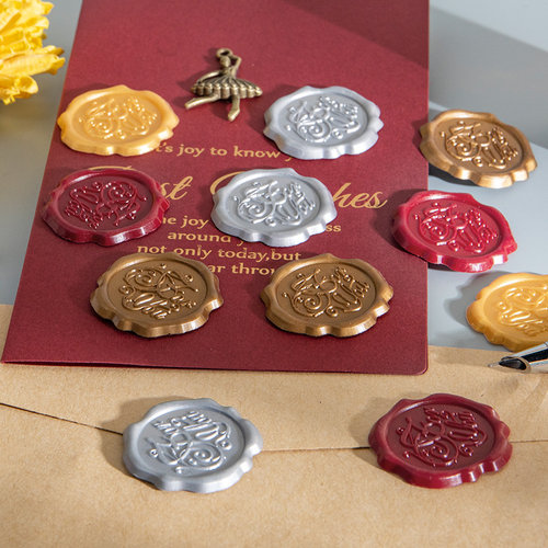 古铜火漆印章成品复古信封封口火漆印章贴纸浮雕图案精美DIY手帐火漆蜡标贴婚礼请柬贺卡装饰礼物火膝印章贴 - 图2