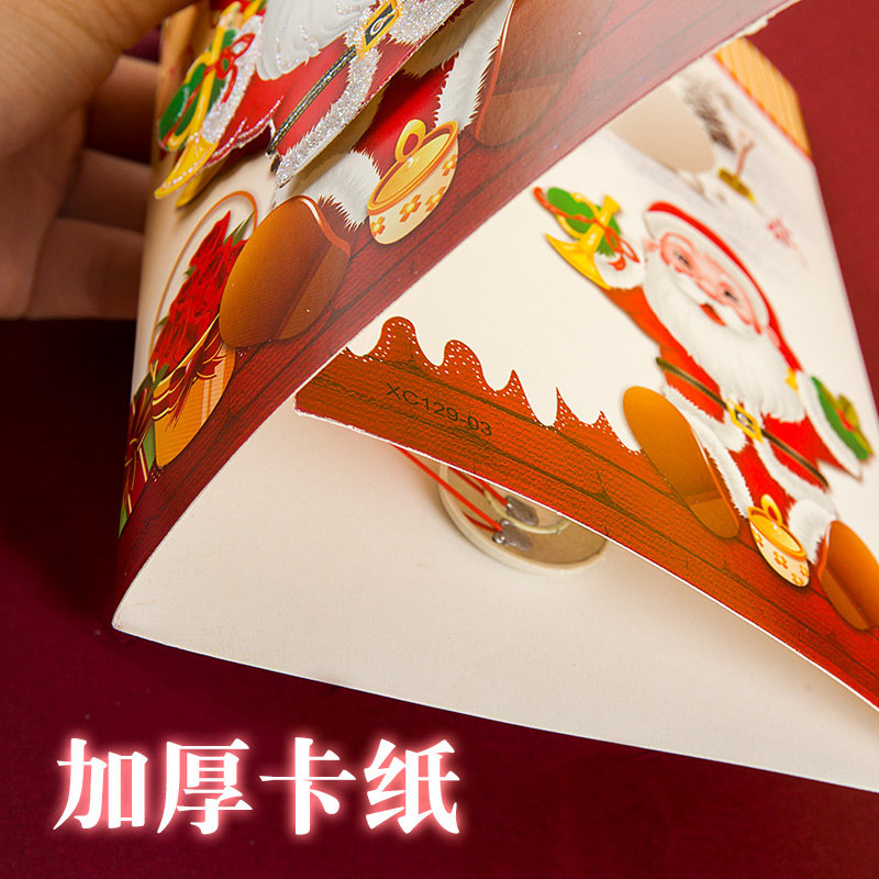 圣诞节音乐发光贺卡精致3D镂空带声音空白贺卡创意手写祝福立体小卡片英文折叠生日贺卡幼儿园平安夜diy礼品