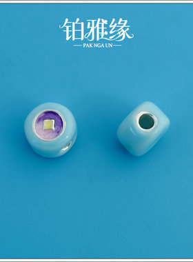 足银999烤蓝滴胶蓝色财源扁珠