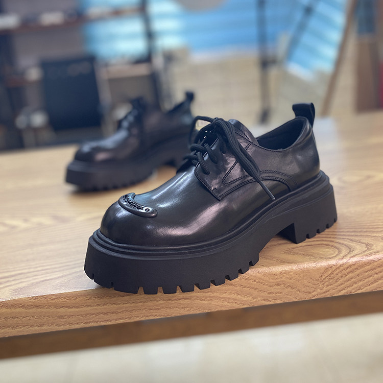 复古小皮鞋女增高2025年秋季新款真皮系带单鞋女松糕厚底欧货女鞋,淘宝优惠券,粉丝福利购,淘宝优惠卷