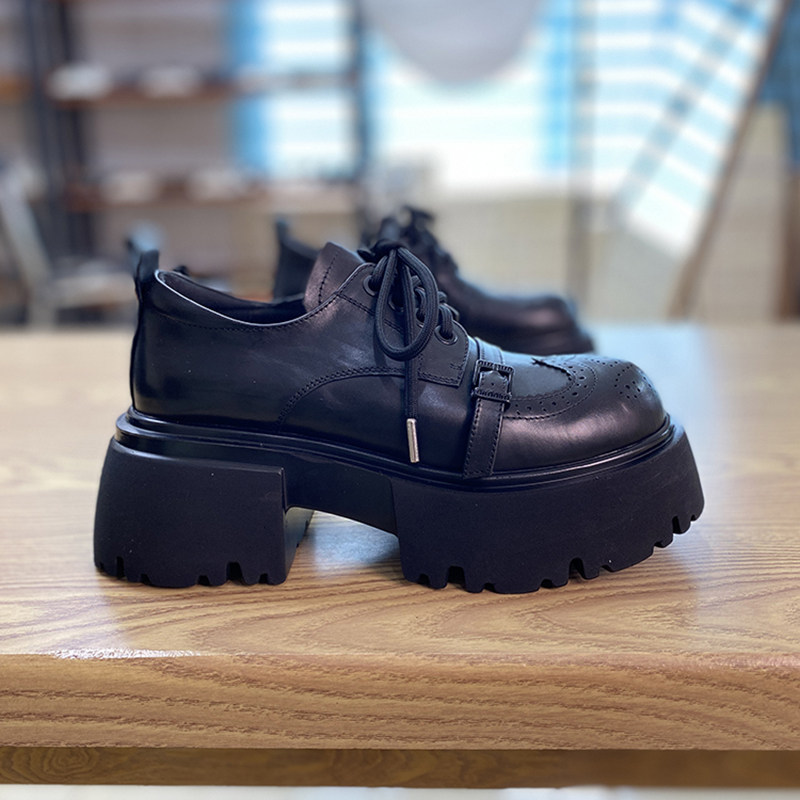 小皮鞋女胎牛皮2026春季新款单鞋女松糕厚底小个子真皮绑带女鞋潮,淘宝优惠券,粉丝福利购,淘宝优惠卷