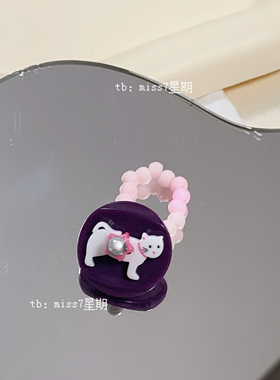 猫猫联盟｜原创小众设计ins风童趣可爱夏日猫咪撞色纽扣戒指