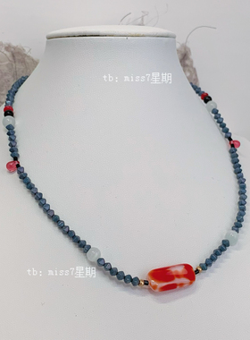 血色回溯｜原创小众设计新中式气质简约百搭捷克珠猫眼石串珠项链