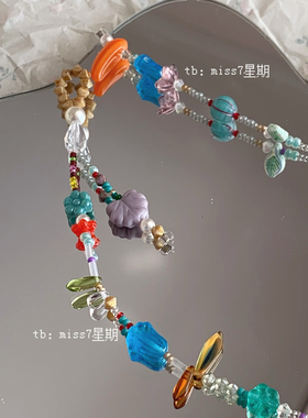 原野中｜原创小众设计清新可爱ins高级彩色多巴胺捷克珠串珠项链