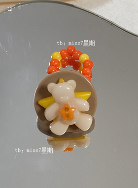 熊熊联盟｜原创小众设计ins风可爱童趣复古y2k彩色千禧纽扣戒指